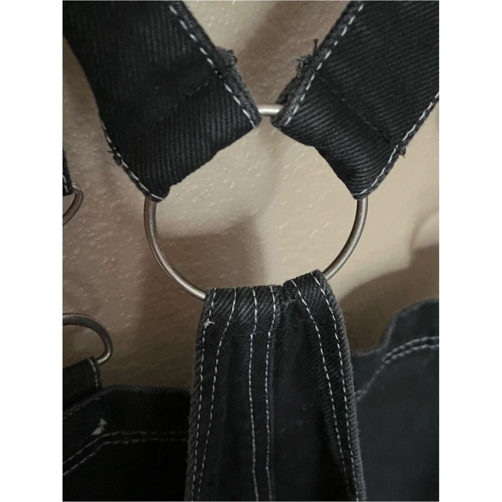 Hot Top HT Denim Black Contrast Stitch & Hardware Shortalls Overalls Size XL